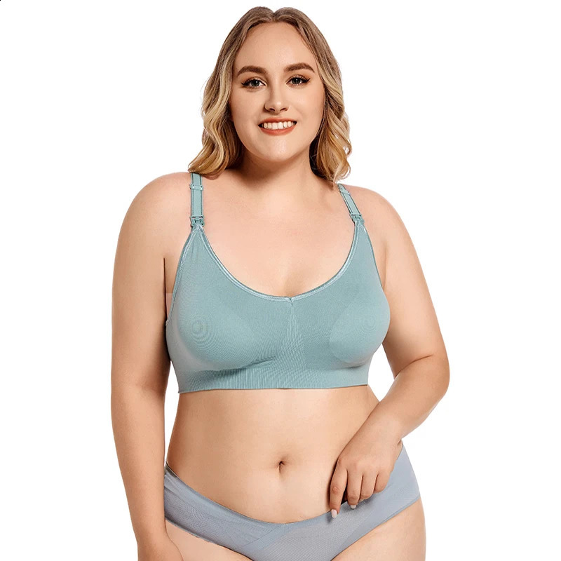 Plus Size Wireless Maternity Bra Front Open Gather Together Prevent Sagging Seamless 3D Breathable Comfortable Breastfeeding Bra 250530