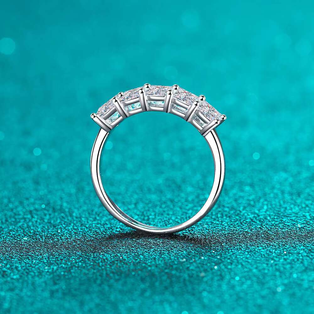 Luxury Wedding Jewelry 5 Stone Princess Cut 2ct Moissanite Promise Women Ring 925 Sterling Silver Wholesale