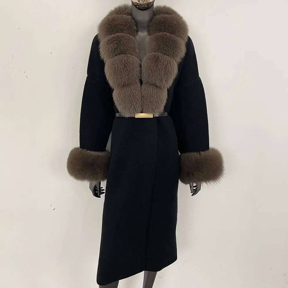 OFTBUY Knitwear Warm Belt Real Fox Female Natural Fur Coat Women 2025 New Autumn Winter Sweater Jacket Lady Fashion