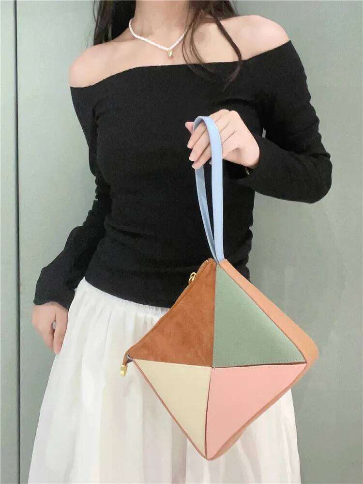 Crossbody Bag Women New Pleated Fashion Shoulder messenger PU leather Fold Triangle ladies Handbag Small Wrist bag bols