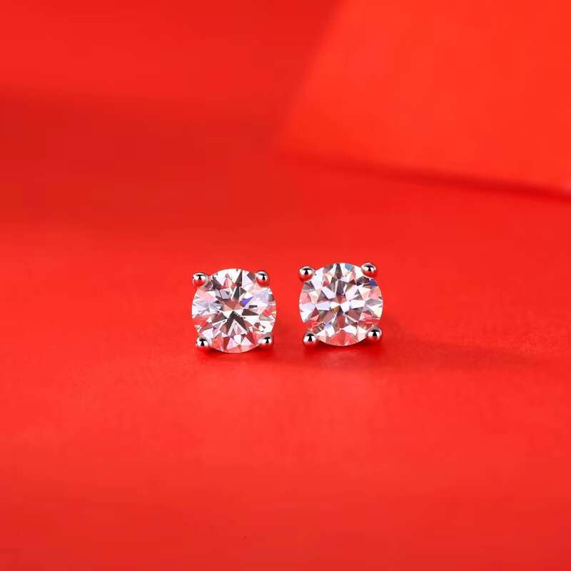 Custom 5mm Classic Four Claws Mossanite Earrings Luxury Jewelry 925 Sterling Silver VVS Moissanite Studs Earrings for Men Women