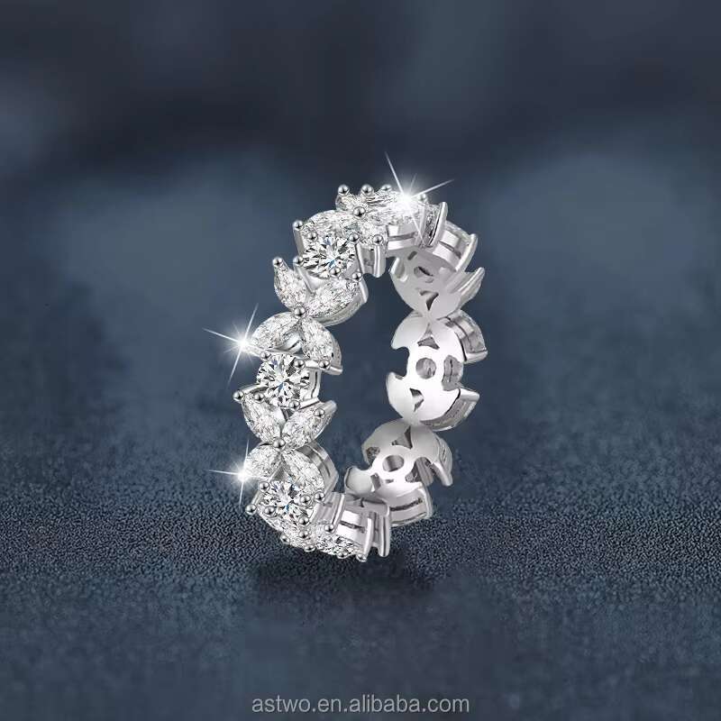 Moissanite Stones Eternity Ring Jewelry 18K Gold Plated S925 Sterling Silver Hiphop Style Rings Moissanite Diamond Ring