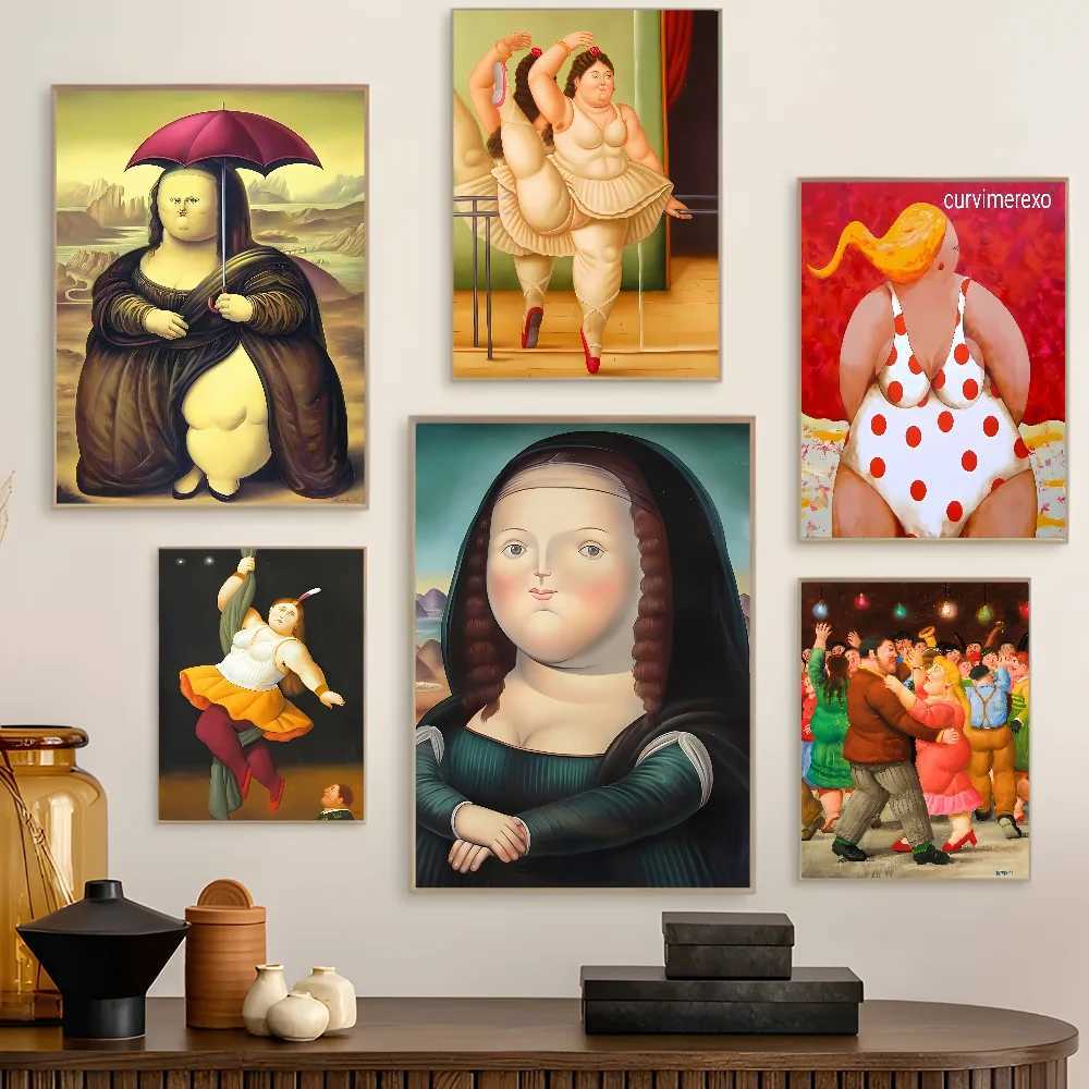 Famous Fernando Botero Dacing Anime Posters Sticky HD Quty Wall Art Retro Posters for Home Kawaii Room Decor Y250602