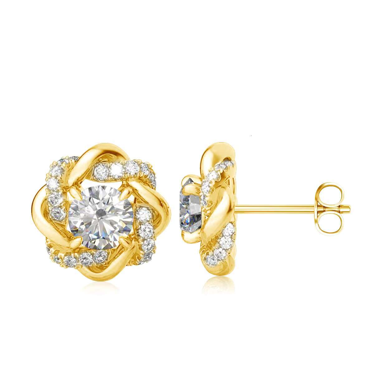 High Quality Jewelry Factory Wholesale 925 Sterling Silver Woman Exquisite Gift Petals 1 Carat Moissanite Earrings