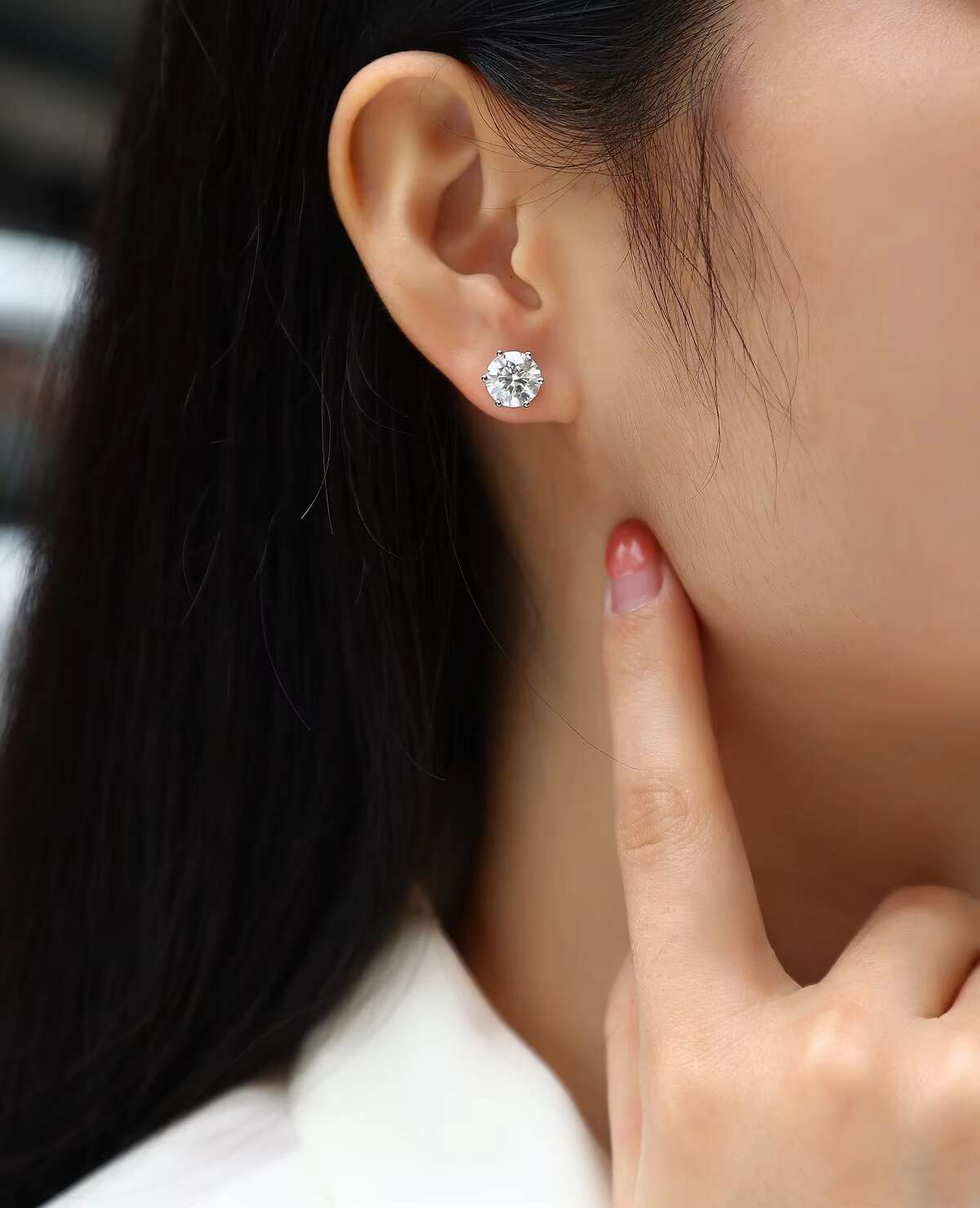 Wholesale Women 925 Sterling Silver Moissanite Earring GRA Certified VVS 1CT D Fashion French Moissanite Jewelry Stud Earring