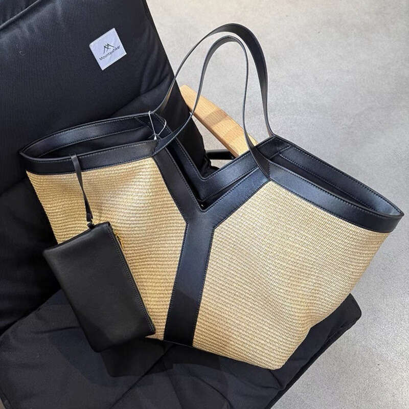 Straw Beach Tote New French Vacation Style Straw Woven High End Versatile Shoulder Handbag Large Capacity Tote Bag Crossbody Bag