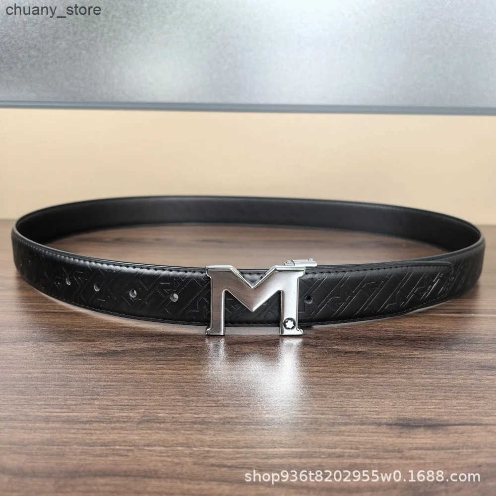 New Big M Automatic Buckle Men Belt Fashionable Letter Buckle Waist Belt Business Casual Leather Belt Genuine Suit Belt z250602