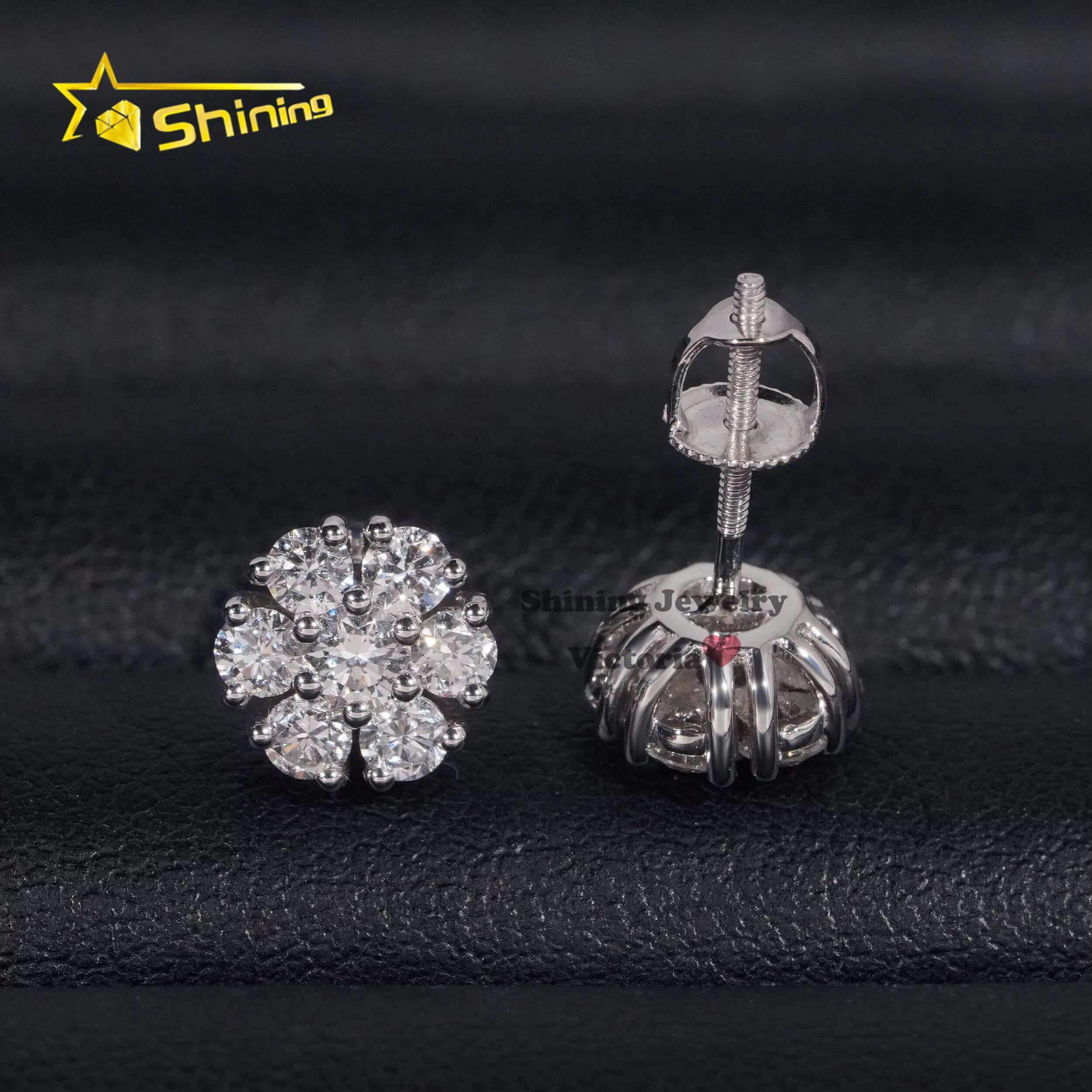 Fast Shipping IGI Certificate Fine Jewelry Iced Out Custom Valentine Gift 14K Soild Gold Lab Grown Diamond Cluster Earrings