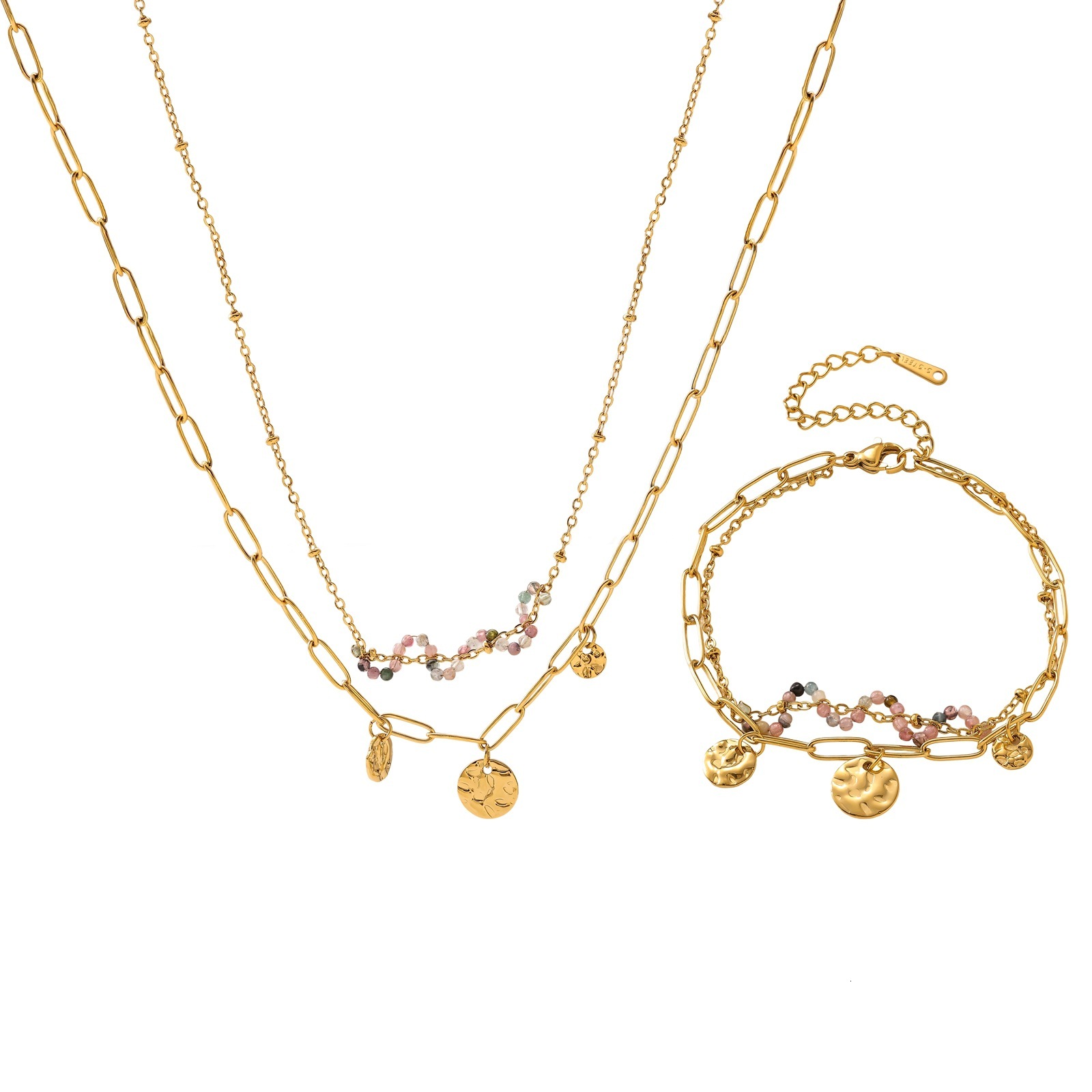 Summer Ocean Beach Shell Stainless Steel Simple Chain Bracelet Necklace