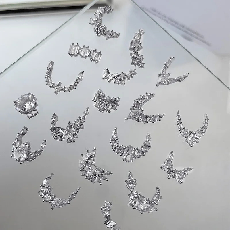 5Pcs Nail Charms Alloy Rhinestones 3D Star Butterfly Heart Necklace Crown Nails Crystal Diamond Nail Art Decoration Accessories 250528