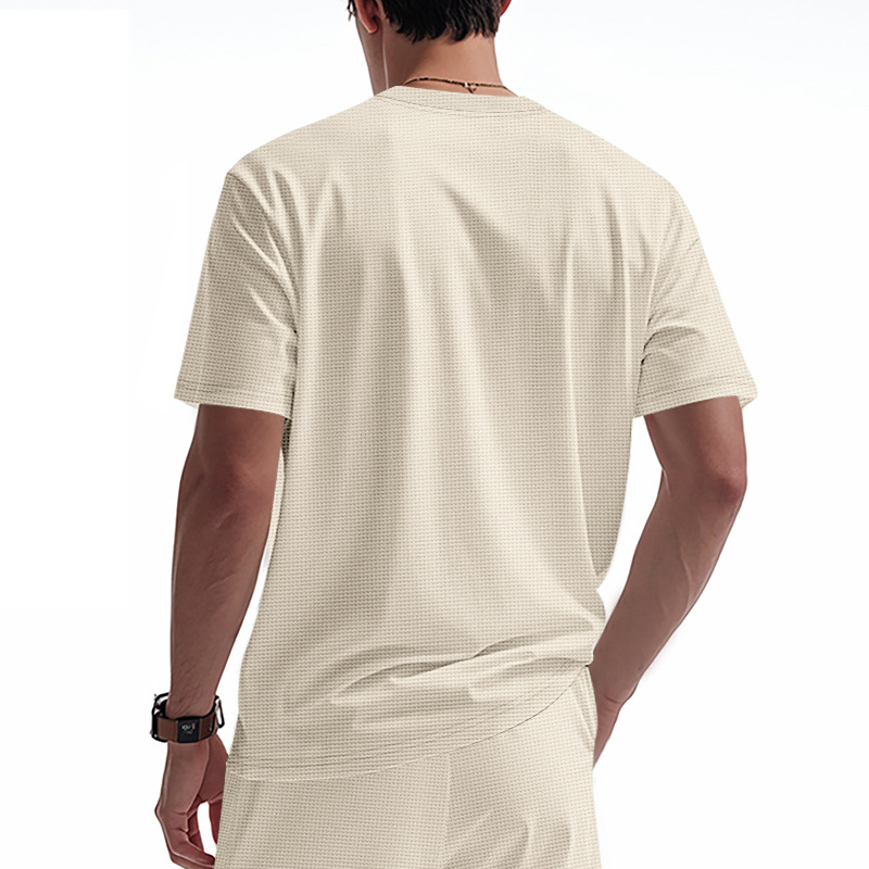 polo shirt mens summer loose waffleknit breathable simple casual shortsleeve shirt