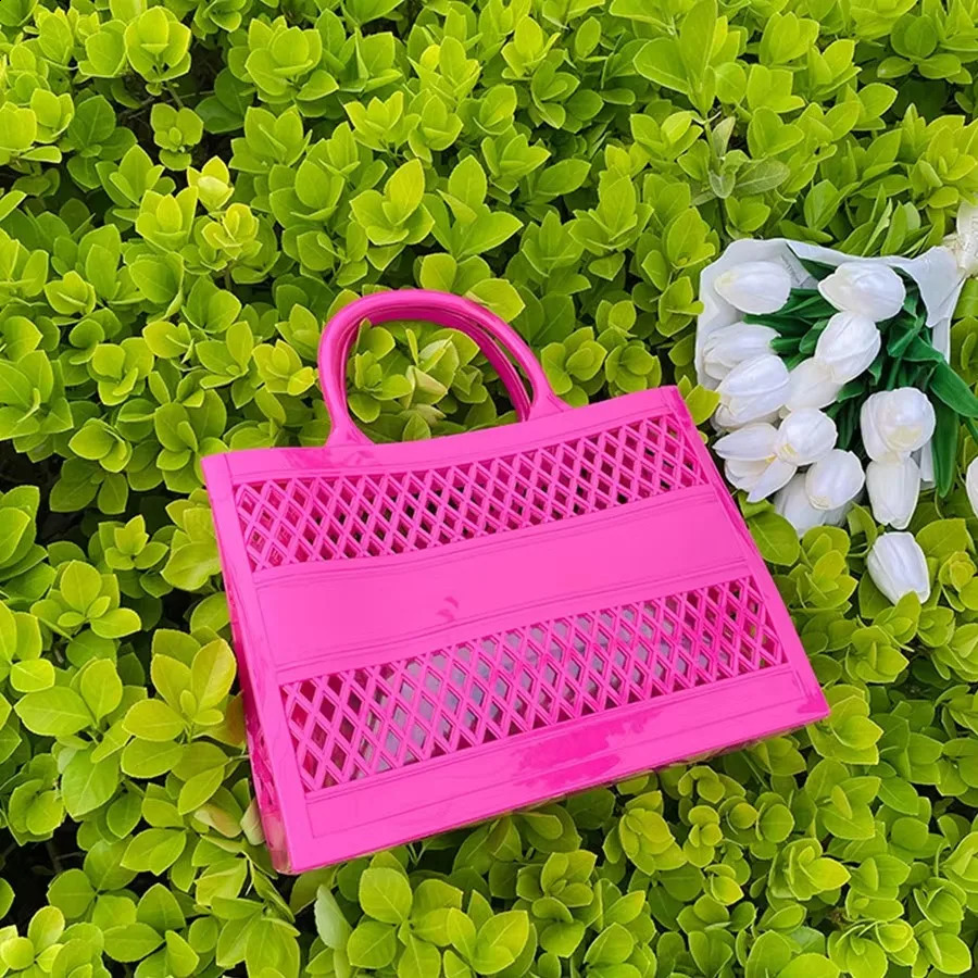 Summer Womens Beach Bag Hollow Tote Handbag Pool Travel Sports Washable Durable Open Storage Bag - Durable Pvc Material 250530