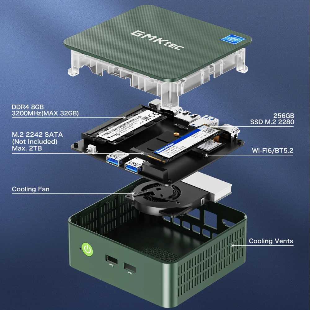 GMKtec G3 Mini PC Intel Alder Lake N100 Windows 11 Pro Mini PC 8/16GB DDR4 256/512GB PCIe M.2 SSD WiFi 6 BT5.2 Desktop Computer X250602