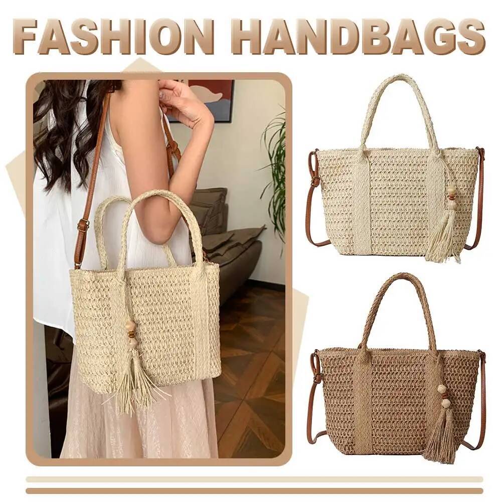 2025 new straw beach bag with zipper shoulder strap adjustable shoulder strap wallet suitable for designer women's travel and vacation