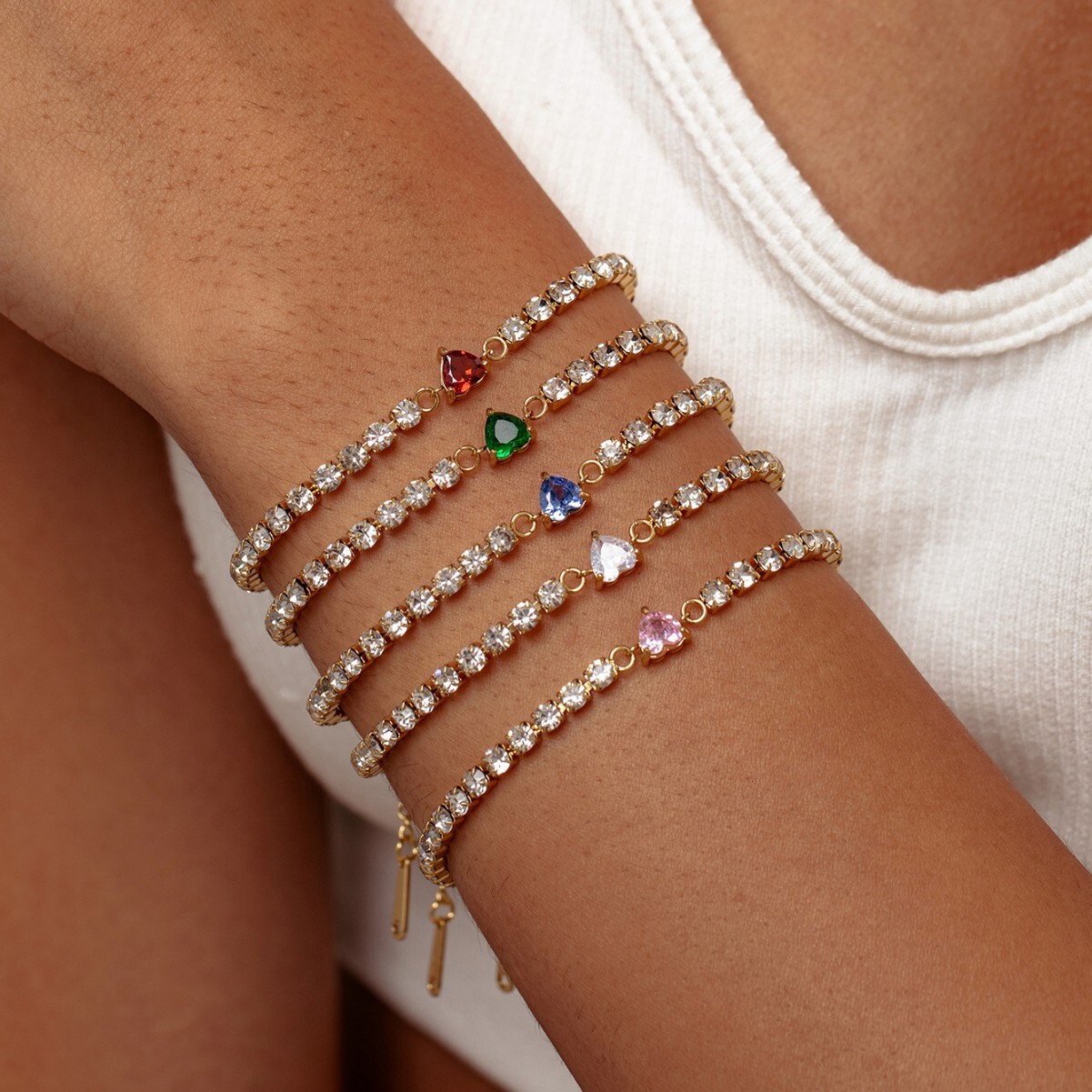 High-End Pink Heart Bracelet Yiwu Zircon Drawstring Adjustable Jewelry Accessory