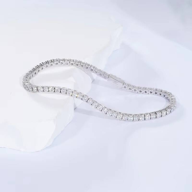 White Gold VVS Silicon Tennis Chain Sterling Sier Bracelet