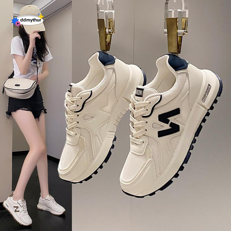 Versatile Thick-Soled White Sneakers New Summer Sports Lightweight Casual Breathable Women's Dad Shoes ddmythur