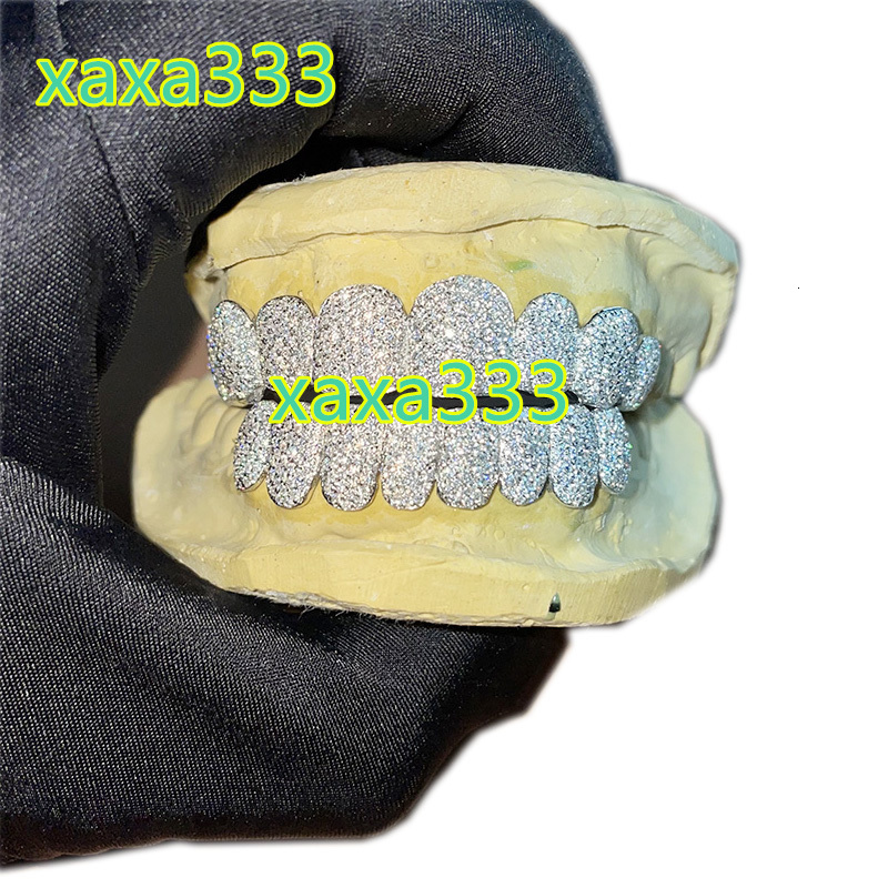 Custom S925 Silver Iced Out VVS Moissanite Grillz Teeth Can Diamond test Men Hiphop Jewelry