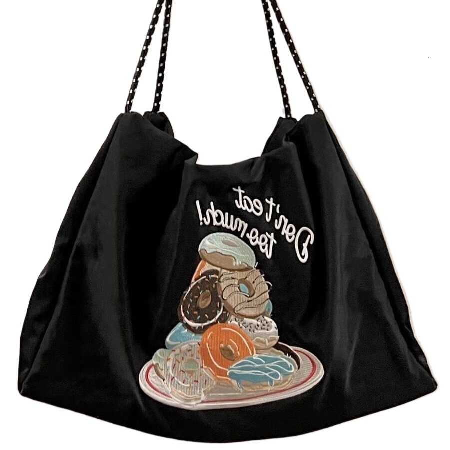 designer Japanese Style Niche Sweet Donut Tote Bag for Women New Large Capacity Nylon Handbag for Class Commuting Casual Bag for Women