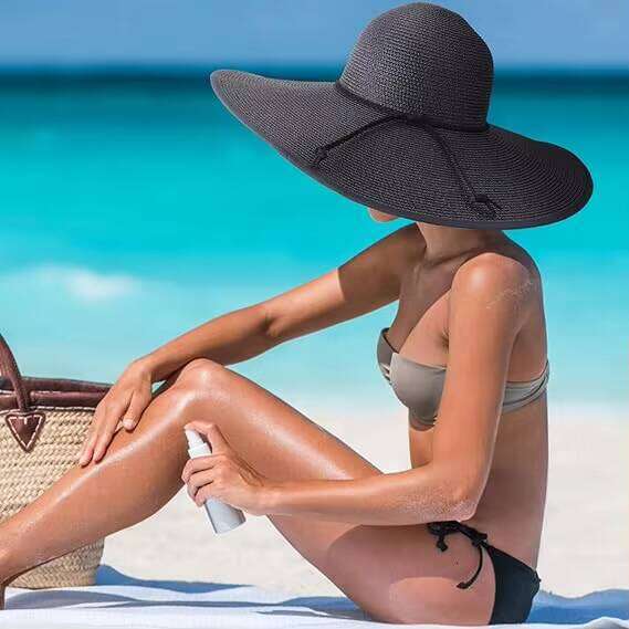 Outdoor Beach Women Big Straw Wide Brim Summer Floppy Foldable Roll up Cap UPF 50+ Sun Hat