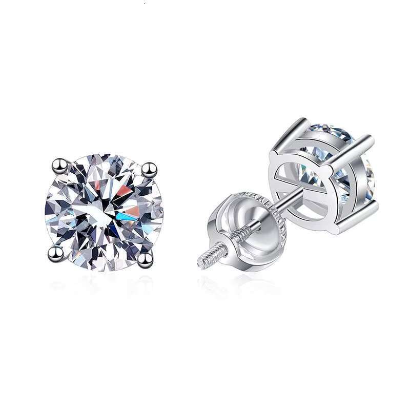 Hotsale 4 6 Claw 0.5 0.8 1 2 3 4 Carats Vvs Moissanite Stud Earrings with Cluster Screw Push Magnet Black for Women Jewelry