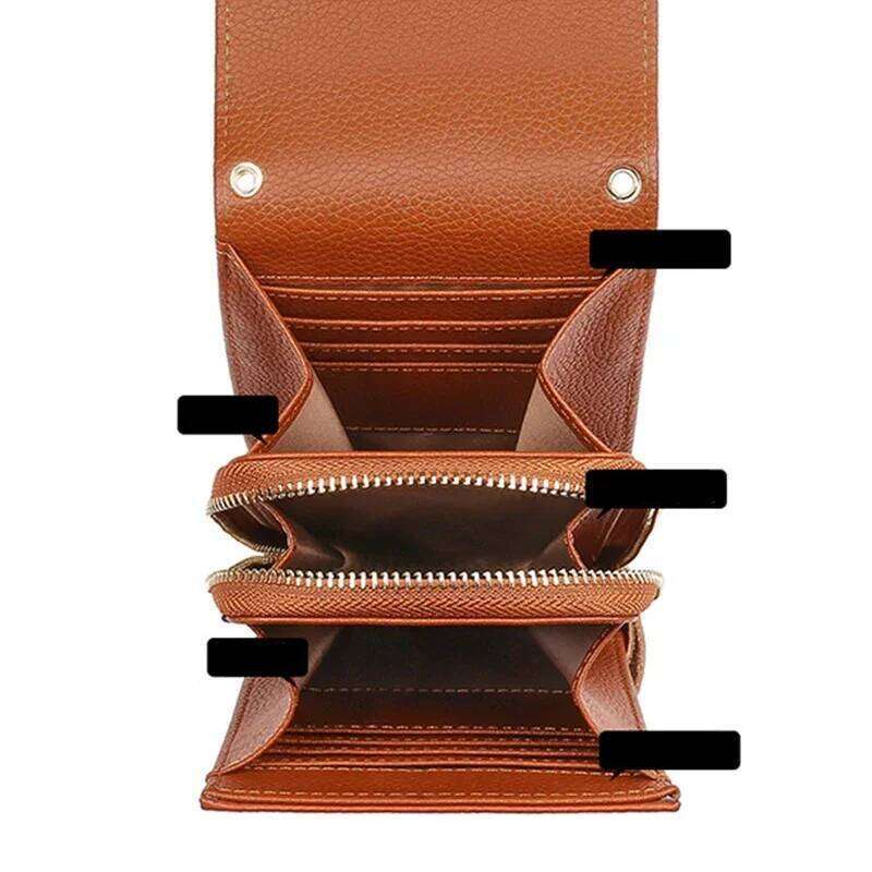 Genuine Leather Phone Solid Color Flip Round Lock Women's Crossbody Bag With Long Shoulder Strap And Credit Card Slot