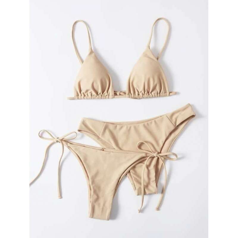 Mingyi's popular multi-color solid color split three-piece set European and American bikini swimsuit women's 2025 new casual versatile fashi