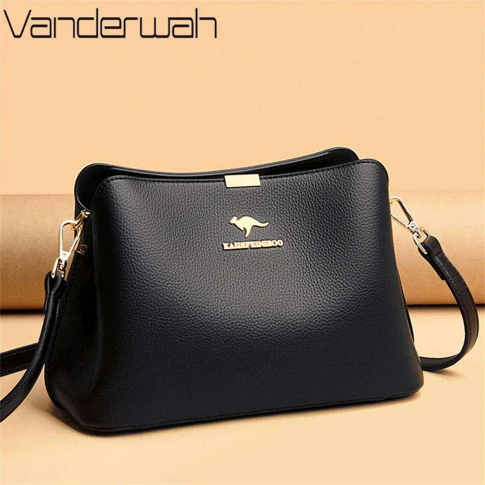 Solid Color Designer High Quality Leather Women's Handbag Purses Multifunctional Ladies Shoulder Messenger Bags Sac Femme