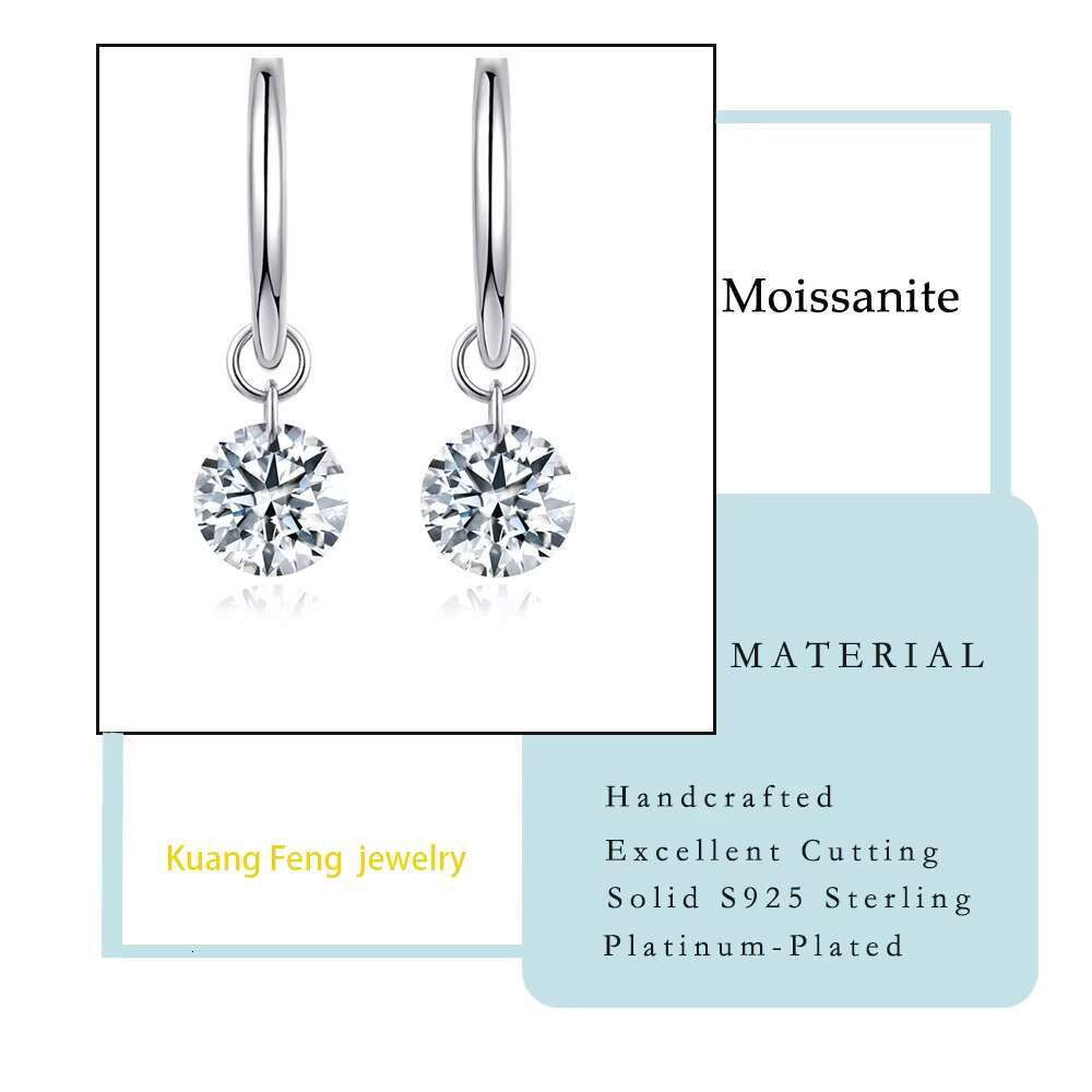 3 Carat Moissanite Earrings Hoop Style 925 Sterling Silver Platinum Plated Elegant Jewelry Women Gift Comes with GRA Certificate