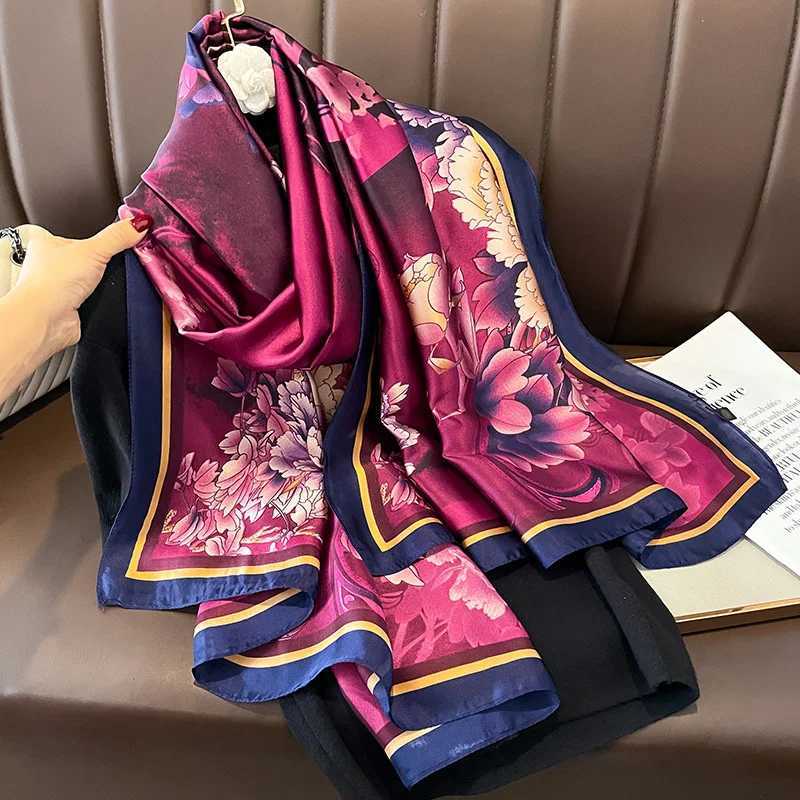 Women 180*90cm Fashion Beautiful Soft Silk Scarves Female Lady Shawl Hijab Wrap Foulard Bandana Muffler Beach Pareo W250602