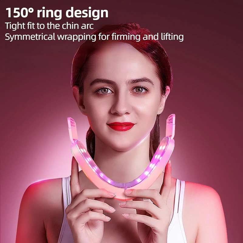 Device LED Pon Slimming Vibration Massager Heated Double Chin V Face Shaped Cheek Lift Belt Machine 250523