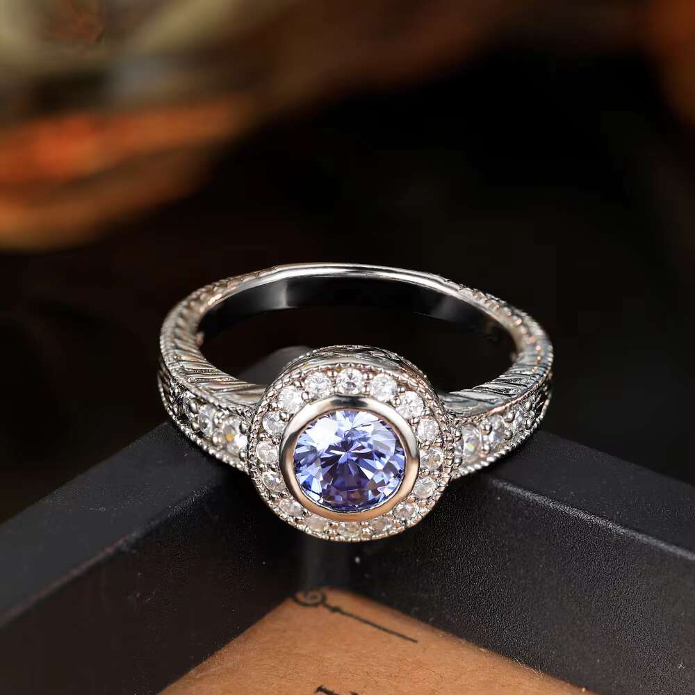 Grace Luxury Trendy 925 Silvers Tanzanite Zircon Gemstone Jewelry Rings Custom Engagement Rings for Men