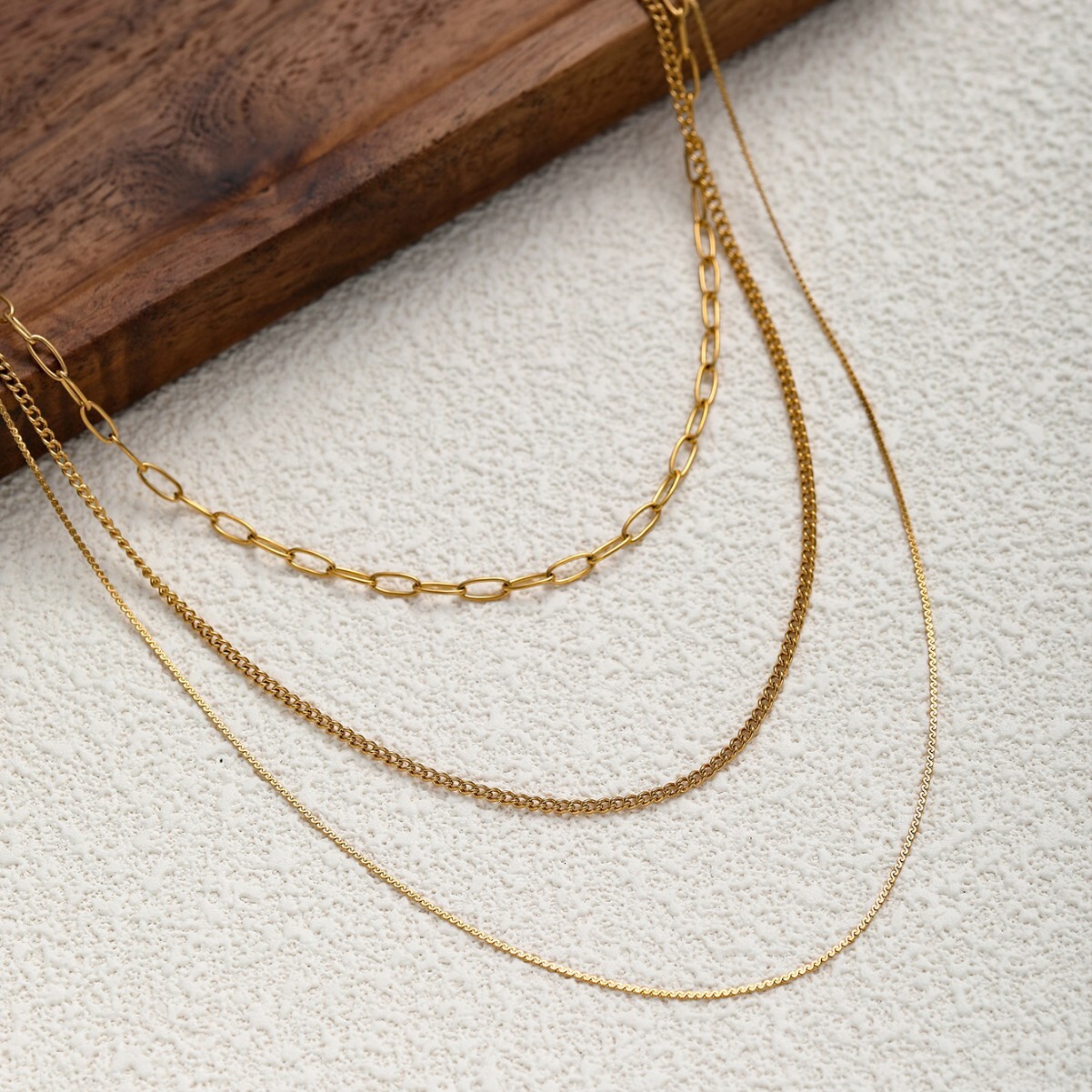 Brass Real Gold Plated Hot Multi-layer Stackable Fashion Exquisite Ins Style Women's Necklace Set