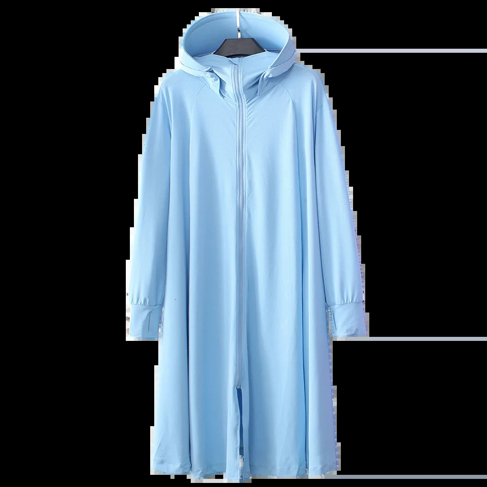 Sunscreen Sun Protection Long Coat Hooded Washable Ruffles Adjustable Waist Beach Anti-UV Dress For Women UPF50 Long Coat 5XL 250530