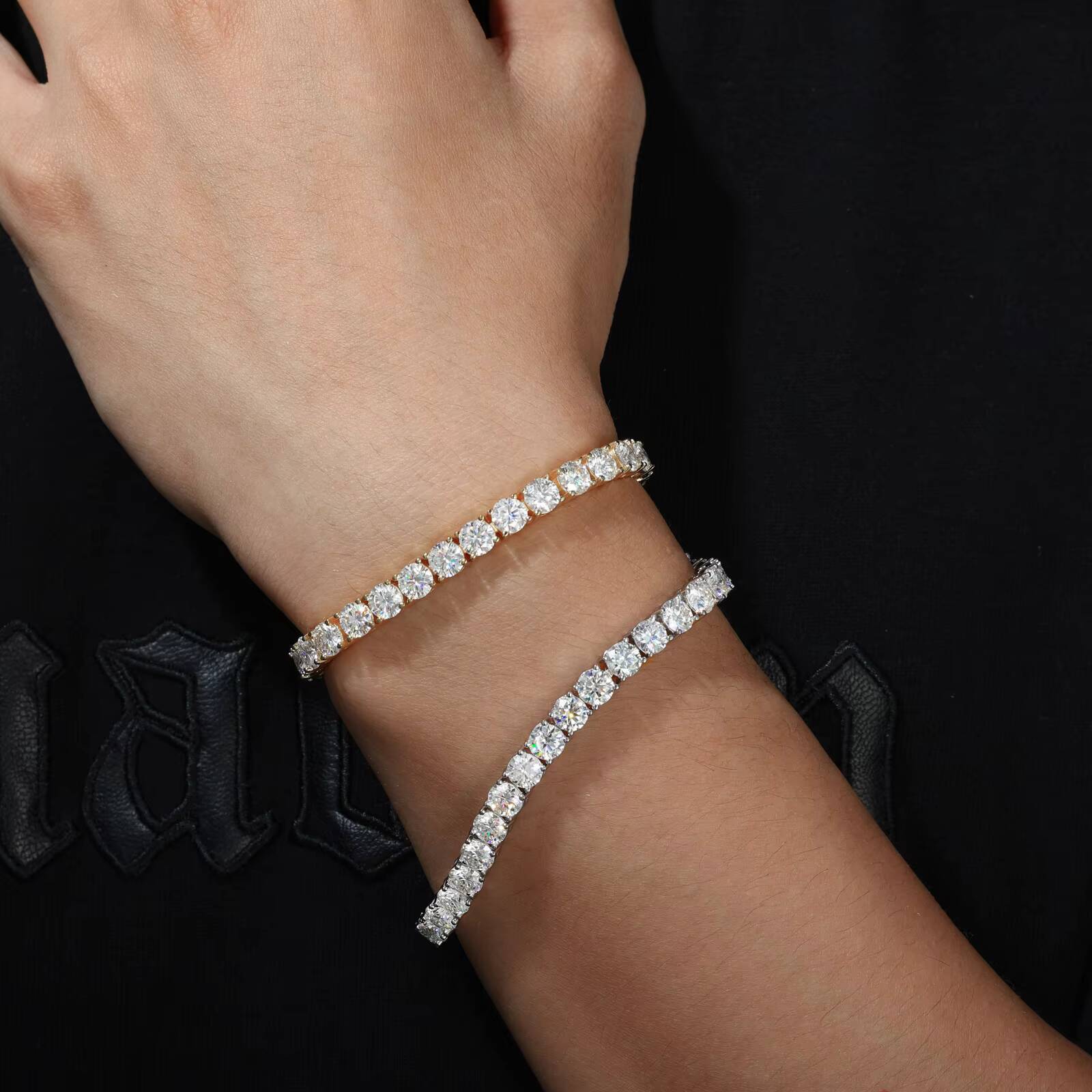 Premium Hip-Hop Jewelry Platinum Plated Sterling Sier VVS Moissanite Iced Out Men's and Women's Tennis Chain Bracelet