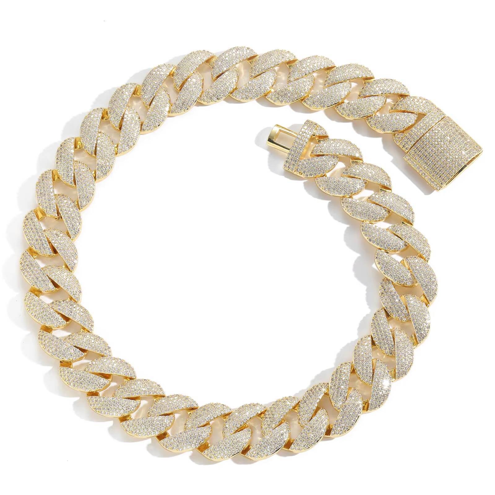 Hip-hop 22mm Wide Bubble 5 Row Drill Cuban Necklace Fashion Jewelry Punk Women Man Rapper Chain