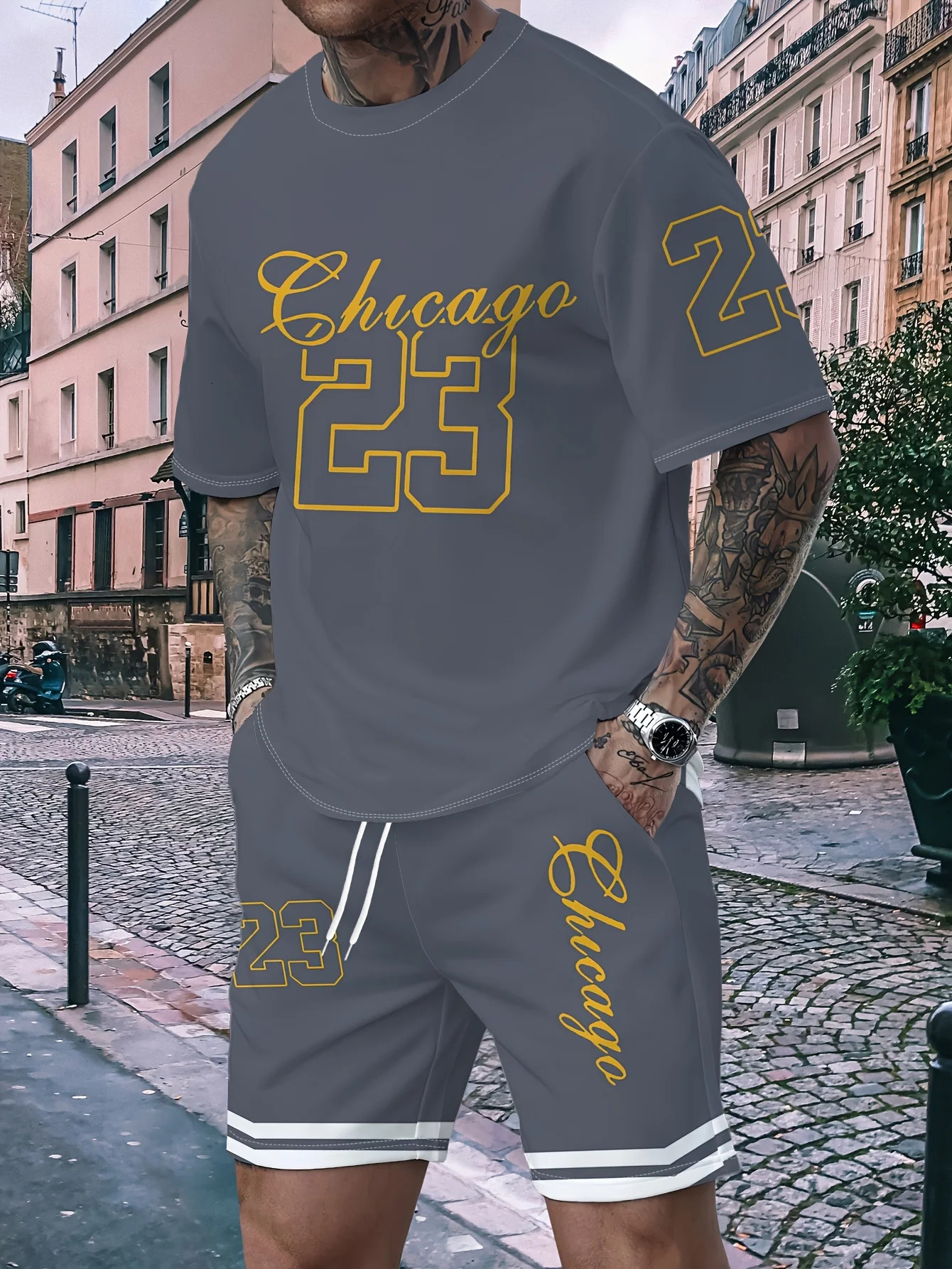 Summer Mens Sports TShirt Shorts Suit 2025 Breathable Sweat Fast Drying Loose Round Neck Running Workout Clothes 250530