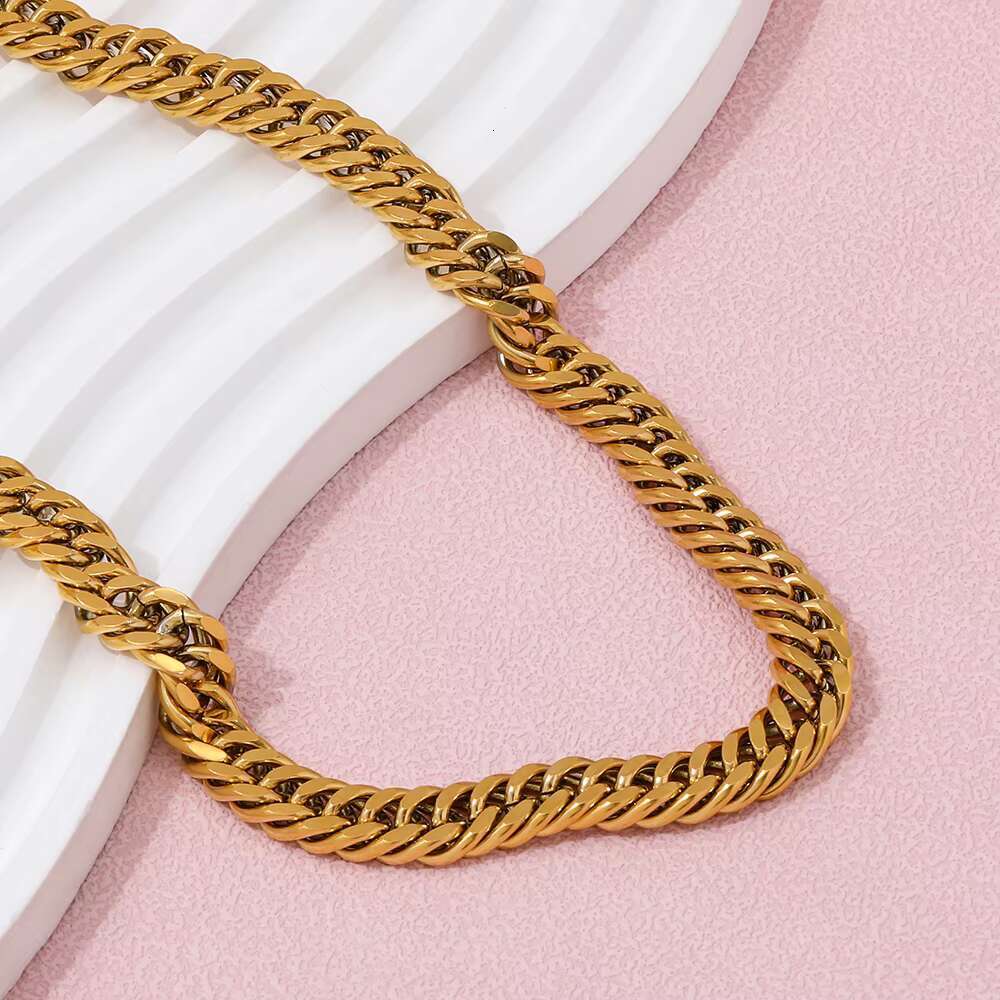Joolim 18k Gold Plated PVD Chunky Cuban Chain Choker Necklace Tarnish Free Stainless Steel Necklace for Women