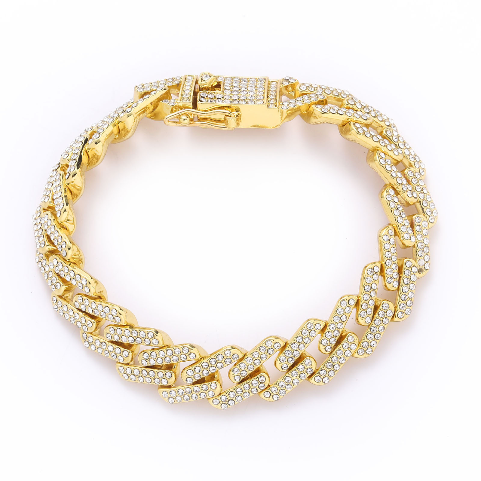 Bracelet hip hop 14mm strip CUBAN CHAIN diamond Cuban Diamond Mens trendy accessories moissanite