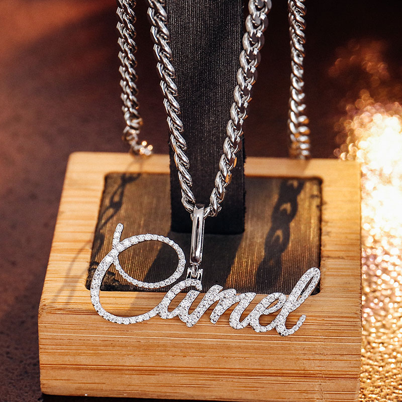 Provence Jewelry Customized Luxury Jewelry Sterling Silver With 14K Gold Plated Letter Pendant Necklace Hip Hop Iced Out DEF VVS Moissanite Initial Na