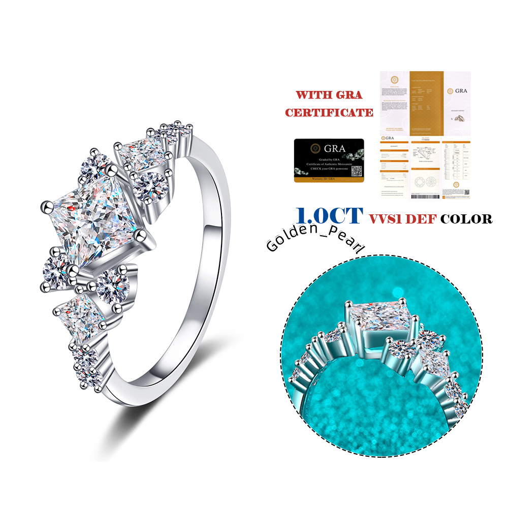 Moissanite Wholesale Premium square Diamond Ring 925 Sterling Silver for Women Wedding Fashion Jewelry Gifts