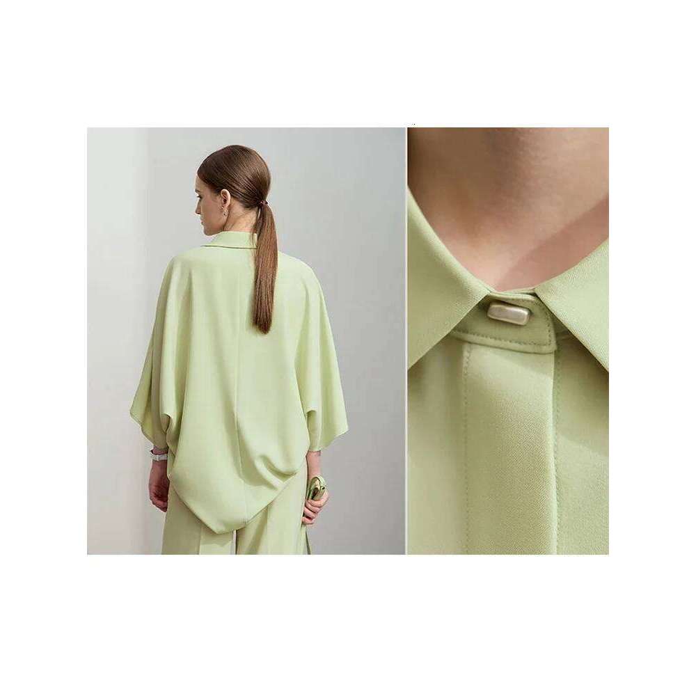 Amii Minimalism Solid Lapel Loose Rotator Sleeve Shirt Casual Trousers Sold Separate Womens Outifits Anti Wrinkle Pants 12541008