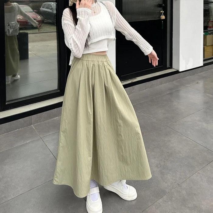 BB100 Women's Summer New Artistic French Mid-Length College Style Swing Umbrella Skirt