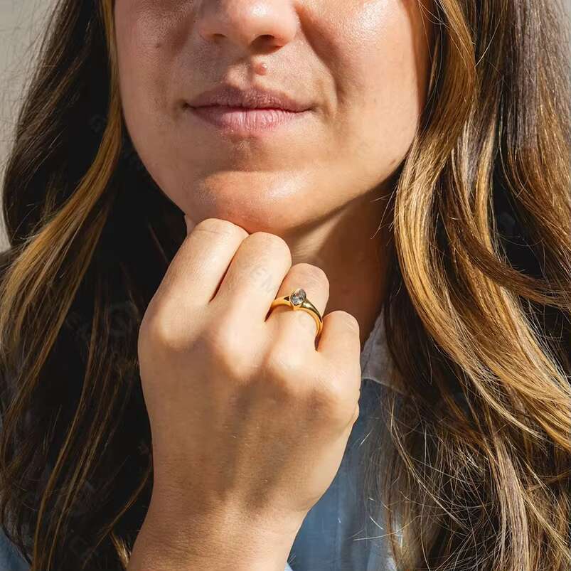 Gemnel Minimalism Fine Jewelry 18K Gold 925 Silver Classic Curve Marquise Moissanite Diamond Rings