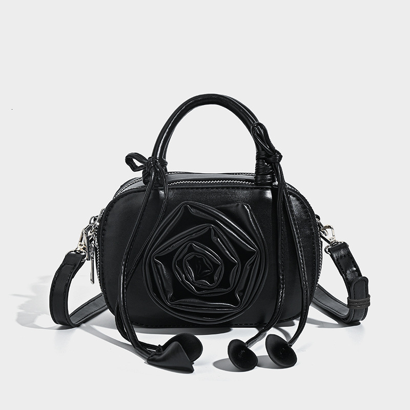 designer Korean Niche Design Rose Flower Handbag 2025 New High-end Socialite Style Single Shoulder Crossbody Small Square Bag