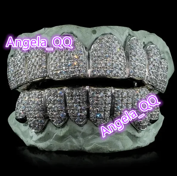 Wholesale 14kt White Gold Natural Diamond Grillz Stylish Trending Latest Collection Fine Jewelry with Enhanced Vvs Clarity