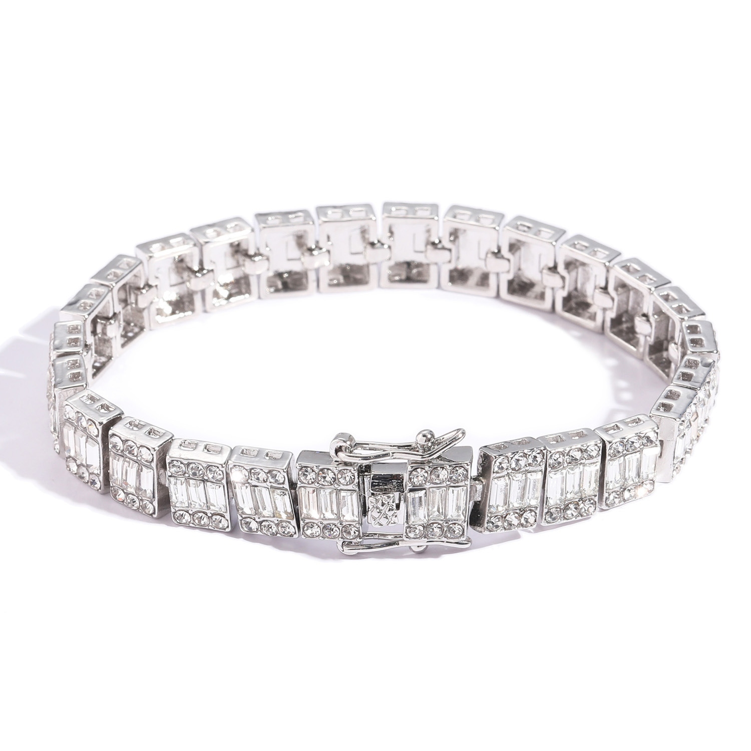 Square 10mm square diamond round diamond full diamond Cuban chain hip-hop bracelet personalized mens accessory moissanite
