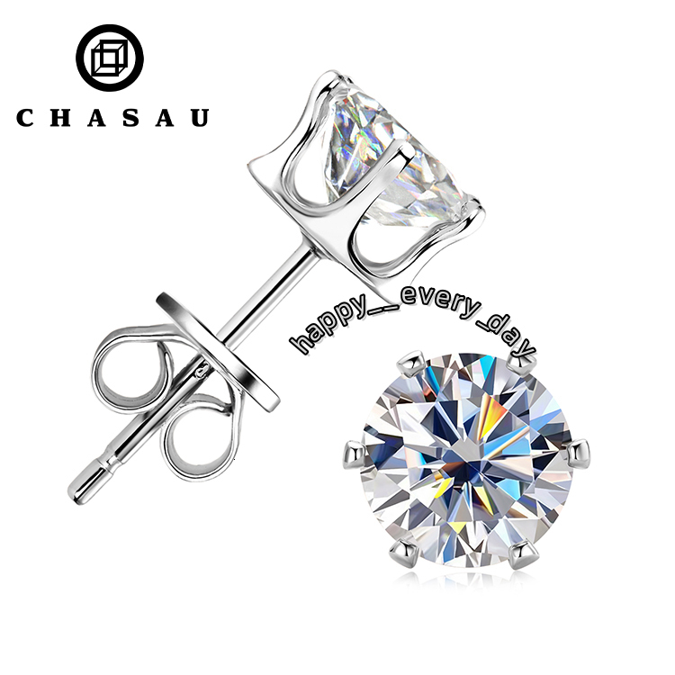 0.1ct-3.0ct Womens Moissanite Diamond Original 925 Sterling Silver All Size Classic Stud Earrings for Women