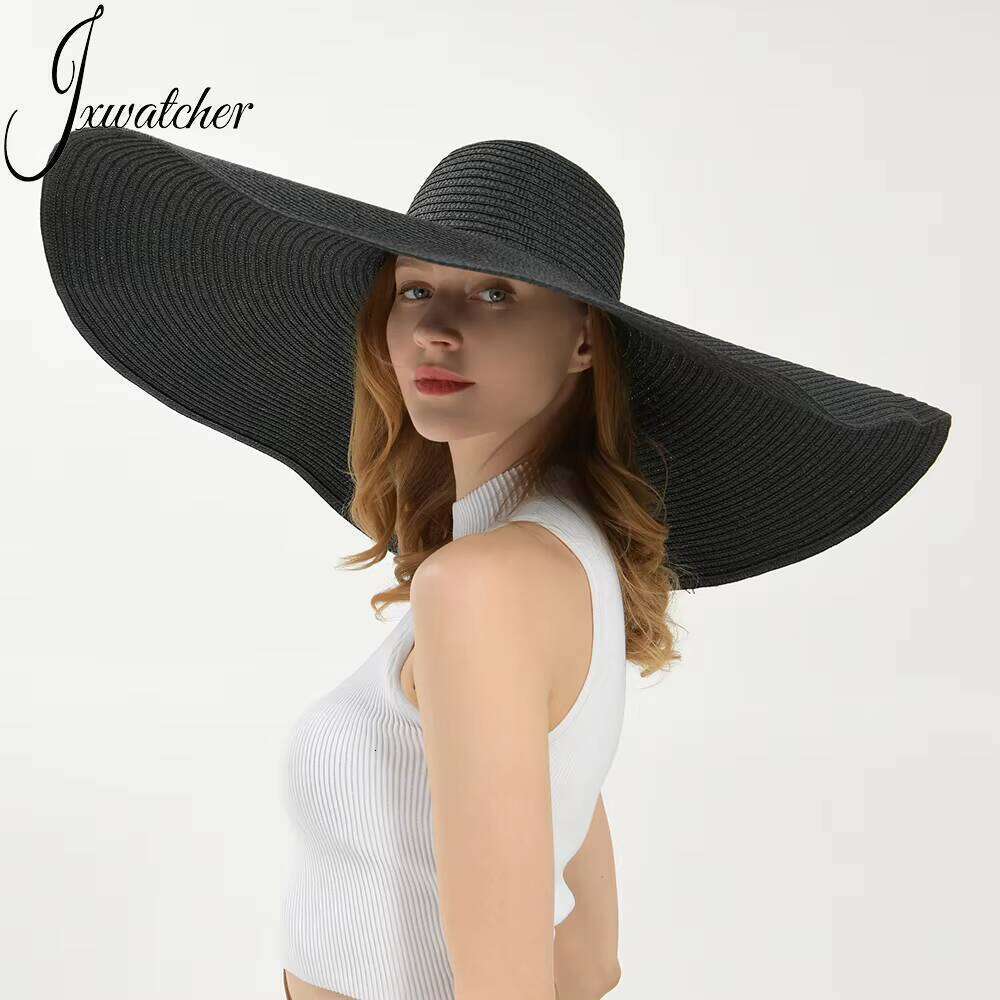 New Summer Beach Women 25 CM Brim Large Hat Fashion Party Travel Panama Ladies Wholesale Paper Straw Hats Oversized
