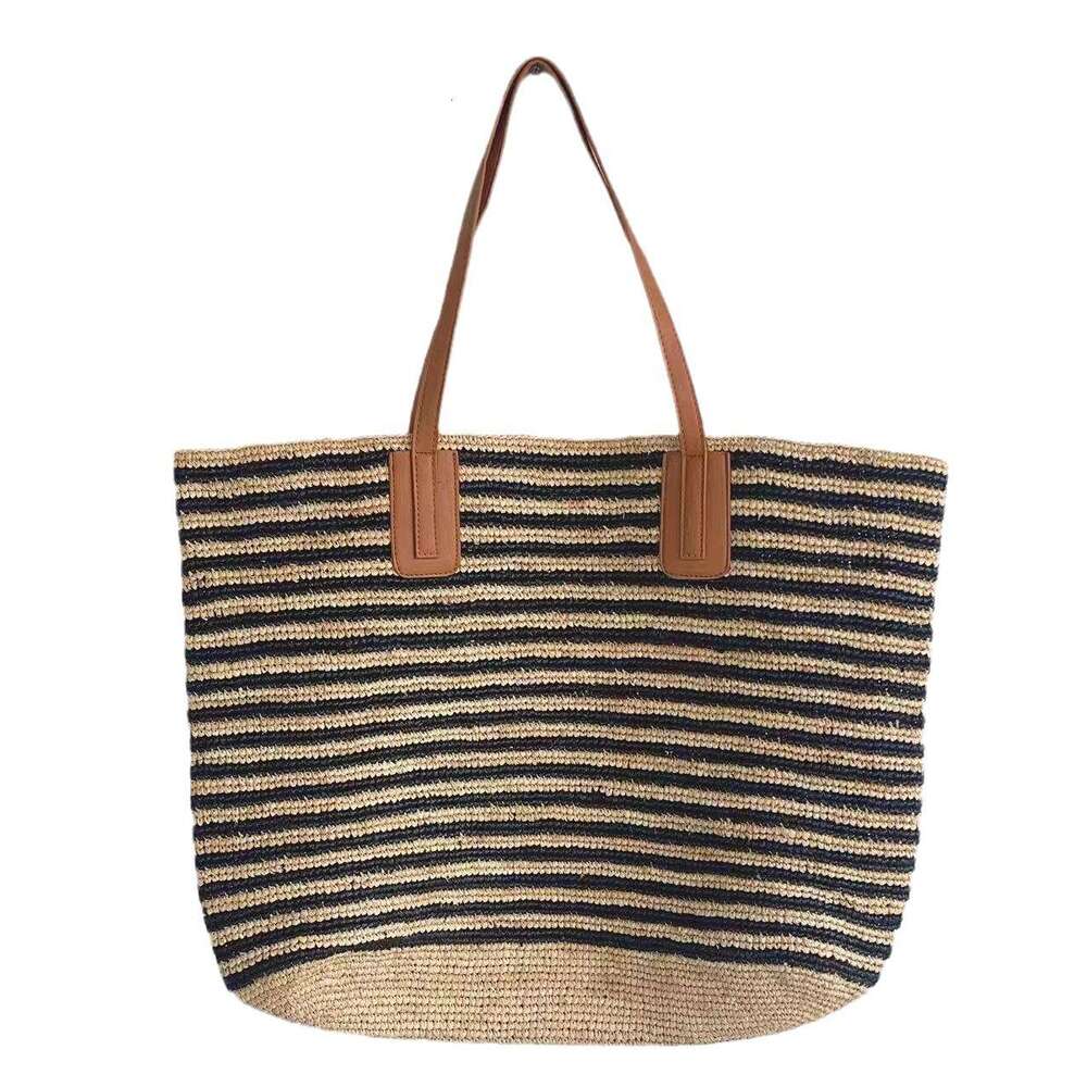 Straw Beach Tote Artistic Texture Simple Color Block Raffia Woven Fashionable Large Capacity New Trendy Shoulder Bag Crossbody Bag